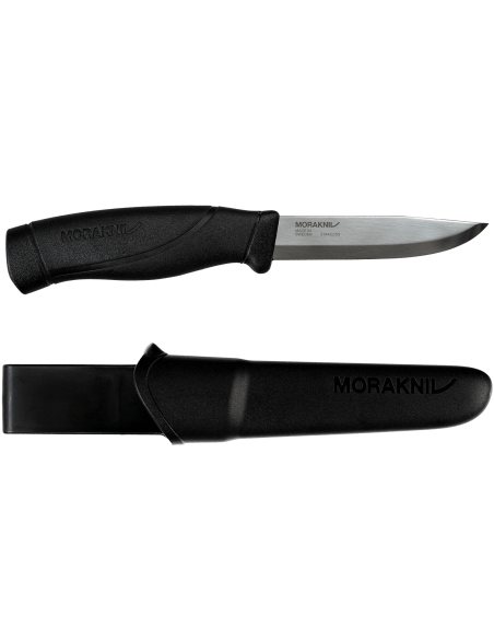 Cuchillo Mora Companion Heavy Duty 13158 10.4cm hoja de acero inoxidable con mango de goma negro + funda