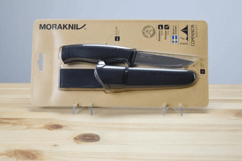Cuchillo Mora Companion Heavy Duty 13158 10.4cm hoja de acero inoxidable con mango de goma negro + funda