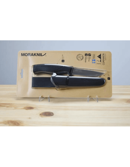 Mora Companion Heavy Duty Knife 13158 10,4 cm blad i rustfritt stål, svart gummihåndtak + slire