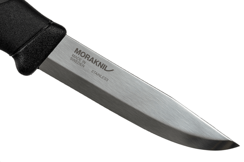 Faca para trabalhos pesados Mora Companion 13158 Lâmina de 10,4 cm em aço inoxidável com cabo de borracha preta + bainha