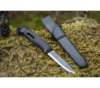 Cuchillo Mora Companion Spark 13567 10.4cm hoja de acero inoxidable mango de goma negro con pedernal + funda 2