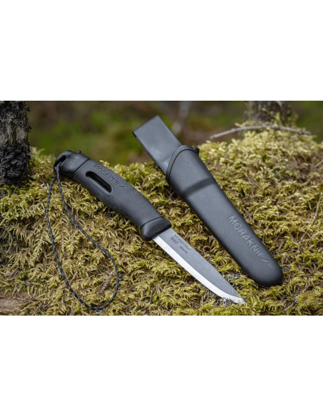 Mora Companion Spark 13567 kniv 10,4 cm blad i rustfritt stål, svart gummihåndtak med flint + etui