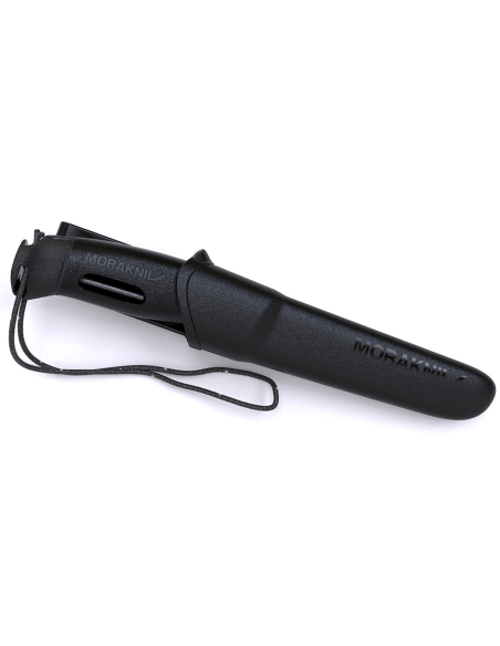 Mora Companion Spark 13567 kniv 10,4 cm blad i rustfritt stål, svart gummihåndtak med flint + slire