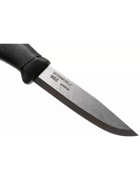 Cuchillo Mora Companion Spark 13567 10.4cm hoja de acero inoxidable mango de goma negro con pedernal + funda