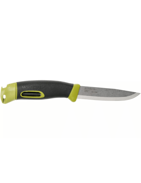 Mora Companion Spark 13570 kniv 10,4 cm rustfrit stålblad grønt gummihåndtag med flint + etui
