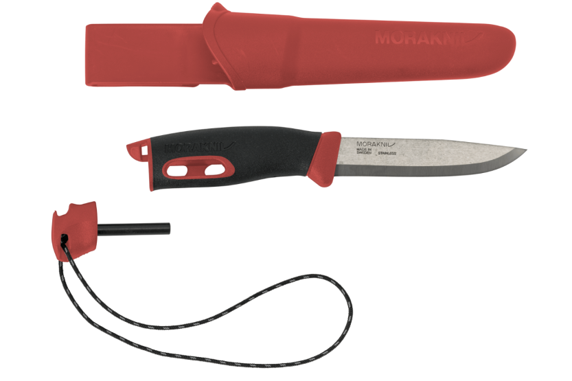 Cuchillo Mora Companion Spark 13571 10.4cm hoja acero inoxidable mango goma burdeos con pedernal + funda