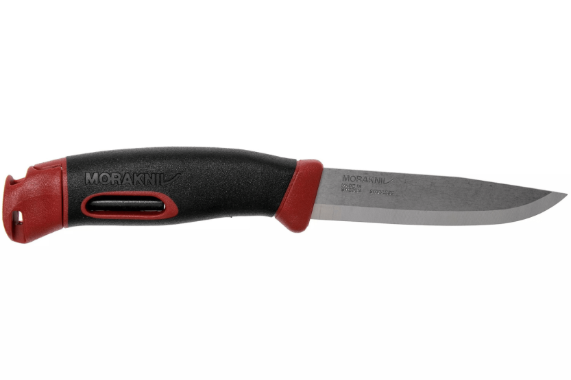 Mora Companion Spark 13571 coltello 10,4 cm lama in acciaio inox manico in gomma bordeaux con pietra focaia + custodia