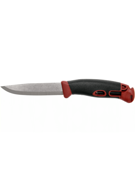 Mora Companion Spark 13571 kniv 10,4 cm rustfrit stålblad bordeaux gummihåndtag med flint + etui