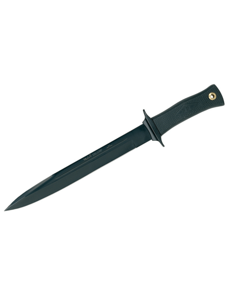 Muela ESCORP 9244 coltello 26cm lama nera manico in gomma nera + fodero in pelle