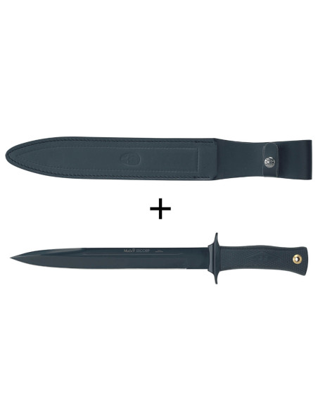 Muela ESCORP 9244 coltello 26cm lama nera manico in gomma nera + fodero in pelle