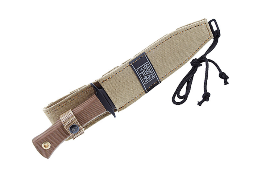 Muela ESCORP 9277 coltello 18cm lama nera manico in gomma marrone con fodero in cordura