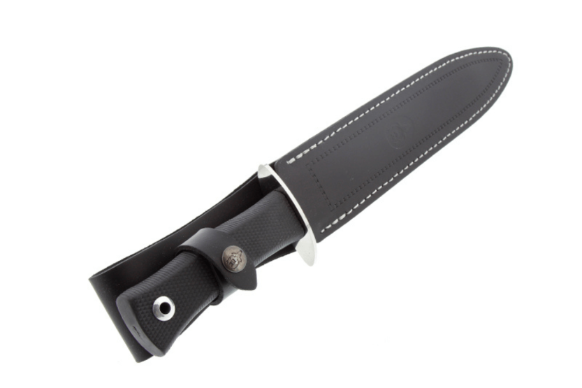 Muela Escorp 9292 Messer mit 26cm Klinge, schwarzem Gummigriff und Edelstahlschutz + Lederetui