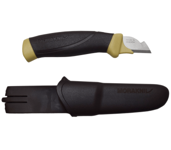 Mora Elektrikermesser 12201 beidhändig mit rostfreier Klinge 2,1cm und Gummigriff schwarz/gelb mit Etui 2