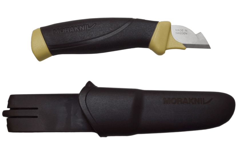 Mora Electrician's Knife 12201 ambidextrous 2.1cm stainless steel blade black/yellow rubber handle with sheath