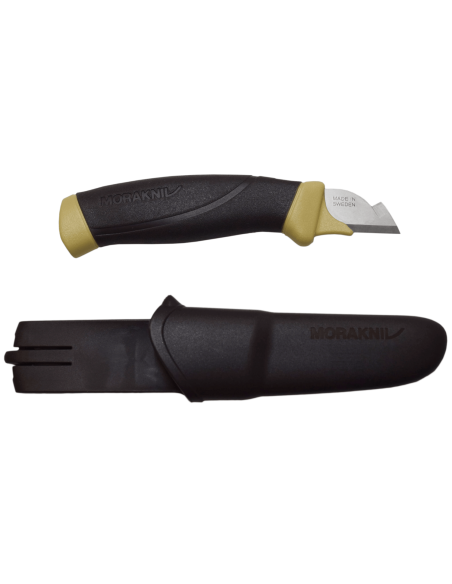 Mora Elektrikerkniv 12201 ambidextriös 2,1cm rostfritt stålblad svart/gult gummihandtag med slida