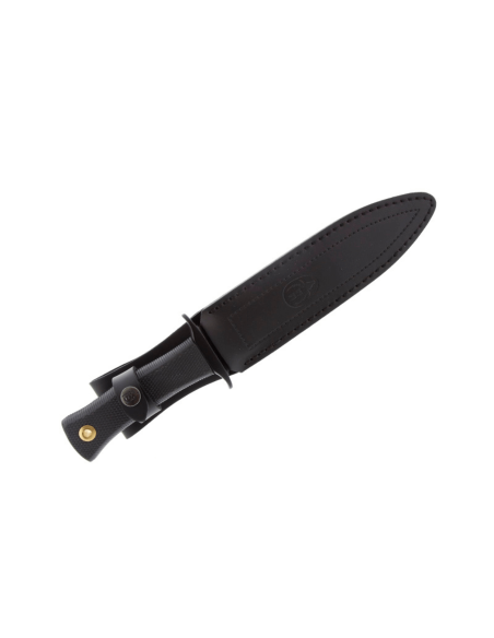 Cuchillo Muela Escorp 9311 hoja de acero inoxidable negro mango de goma negro + funda de cuero