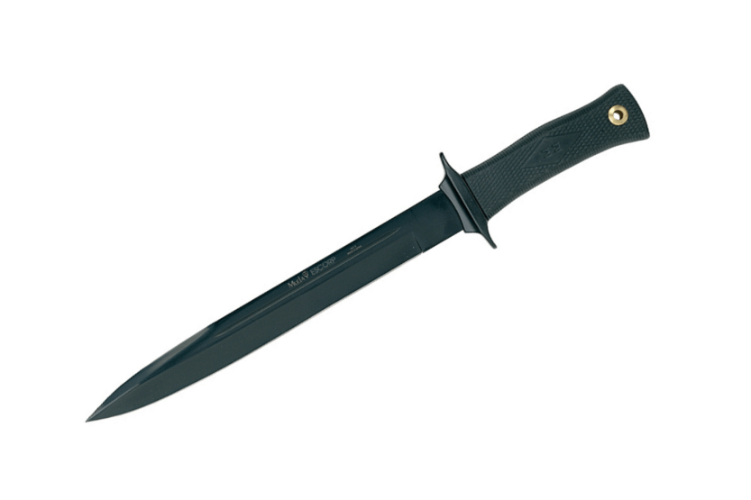 Muela Escorp 9311 coltello lama in acciaio inox nero manico in gomma nera + fodero in pelle
