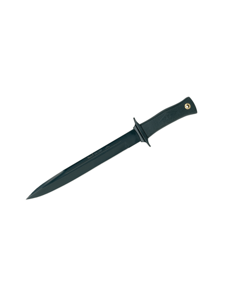 Muela Escorp 9311 knife black stainless steel blade black rubber handle + leather sheath