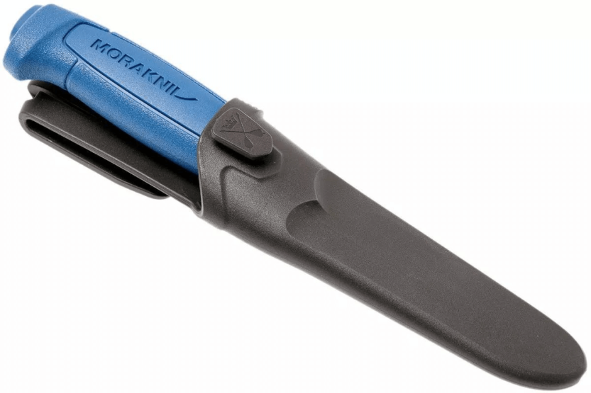 Faca Mora Basic 546 12241 Lâmina de aço inoxidável de 9,1 cm cabo de polipropileno azul + estojo