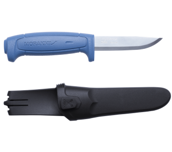 Mora Messer Basic 546 12241 Edelstahlklinge 9,1cm Griff Polypropylen blau + Etui 2