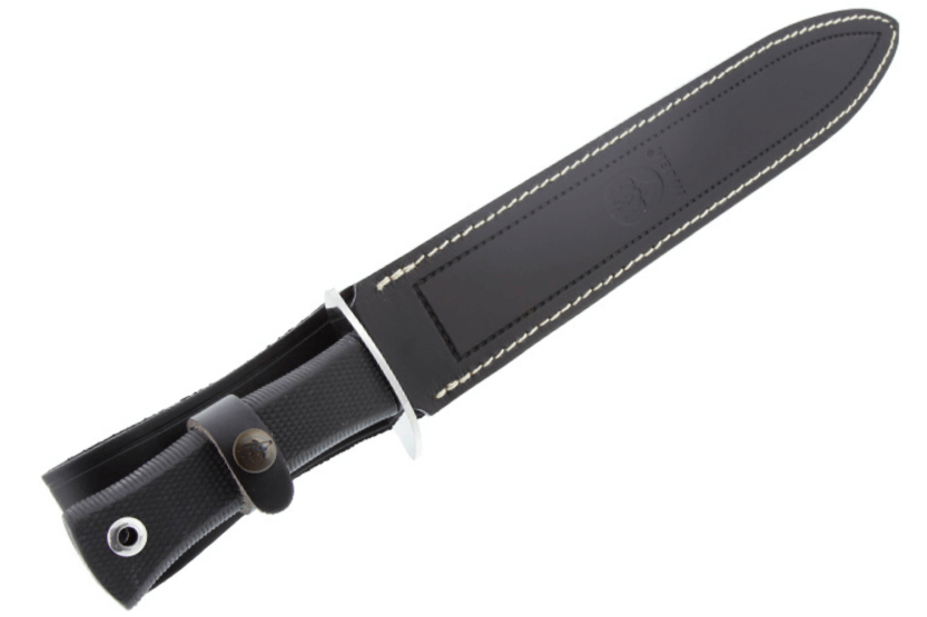Muela Escorp 9312 kniv 30cm svart gummihandtag och rostfritt stålskydd + läderslida