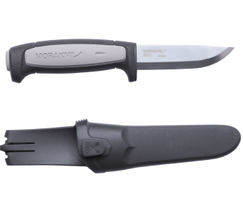 Mora Pro Robust 12249 kniv 9,1 cm karbonblad, grått gummihåndtak + etui 2