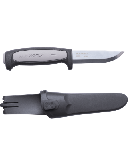 Mora Pro Robust 12249 kniv 9,1 cm karbonblad, grått gummihåndtak + etui