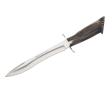 Cuchillo Muela Corzo 9220 hoja acero inoxidable 22cm mango asta de ciervo + funda cuero