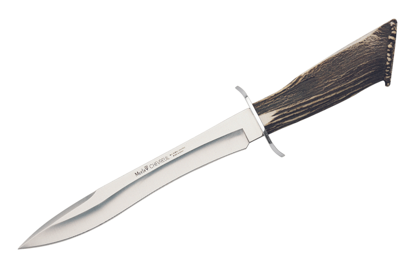 Muela Hertenmes 9220 roestvrij staal lemmet 22cm handvat van gewei + lederen schede