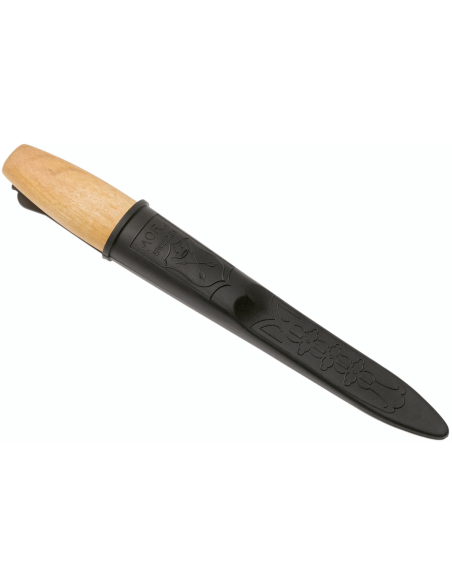 Faca de trinchar Mora 120 106.1600 com 6 cm de lâmina de carbono e cabo de bétula + estojo