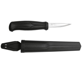 Mora Basic 12658 träsnidarkniv 7,5 cm blad i rostfritt stål svart polypropylenhandtag + fodral 2
