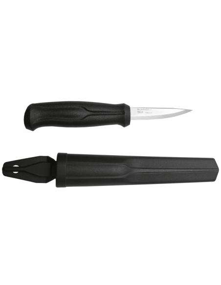 Mora Basic 12658 treskjærerkniv 7,5 cm blad i rustfritt stål, svart polypropylenhåndtak + etui
