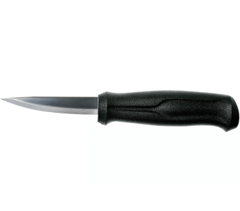 Mora Basic 12658 houtsnijmes 7,5cm roestvrijstalen lemmet zwart polypropyleen handvat + etui