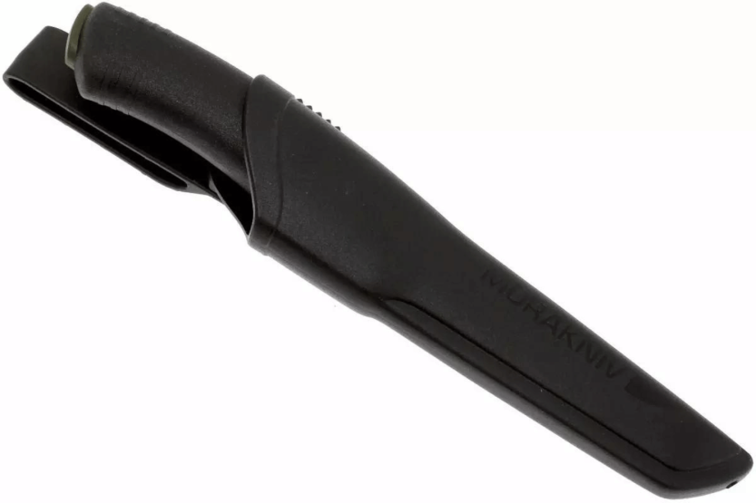 Mora Bushcraft 10791 coltello lama in carbonio nero 10,9cm manico in gomma nera + fodero