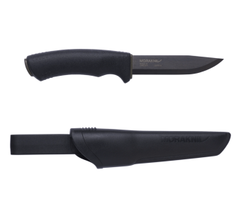 Faca Mora Bushcraft 10791 lâmina de carbono preta 10,9 cm cabo de borracha preta + bainha 2