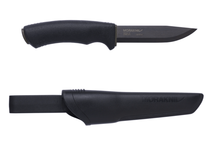 Mora Bushcraft 10791 mes zwart carbon lemmet 10,9cm zwart rubberen handvat + schede