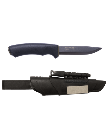 Faca de sobrevivência Mora Bushcraft 11742 lâmina de carbono preto 10,9cm cabo de borracha preto com iniciador de fogo + bainha