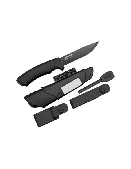 Mora Bushcraft overlevelseskniv 11742 svart karbonblad 10,9 cm svart gummihåndtak med ildstarter + slire