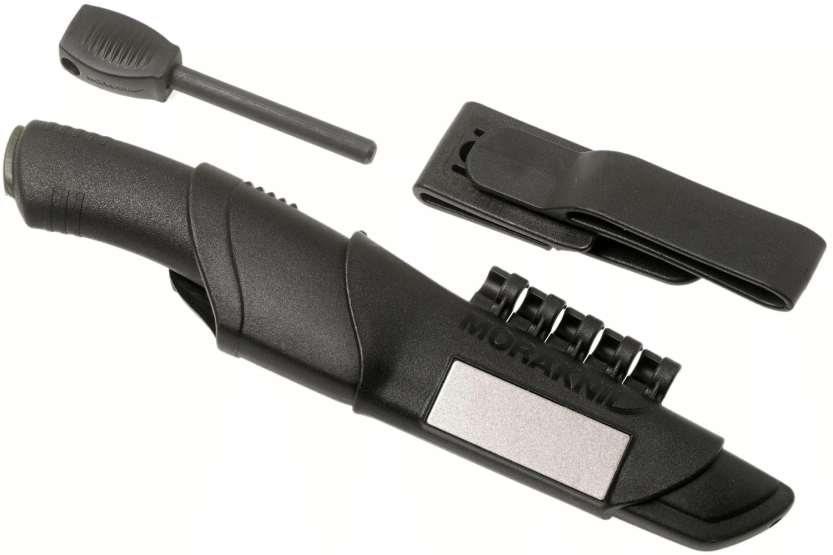 Mora Bushcraft Survival Knife 11742 lama in carbonio nero 10,9cm manico in gomma nera con accendifuoco + fodero