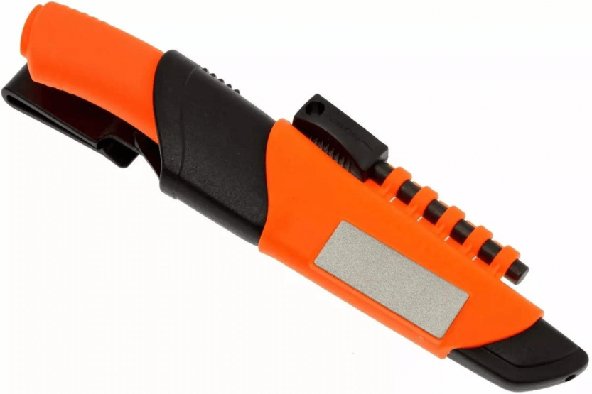 Mora Bushcraft Survival Mes 12051 10,9cm roestvrijstalen lemmet oranje rubberen handvat met vuurstarter + schede