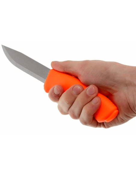 Mora Bushcraft Survival Knife 12051 lama in acciaio inox da 10,9 cm manico in gomma arancione con accendifuoco + fodero