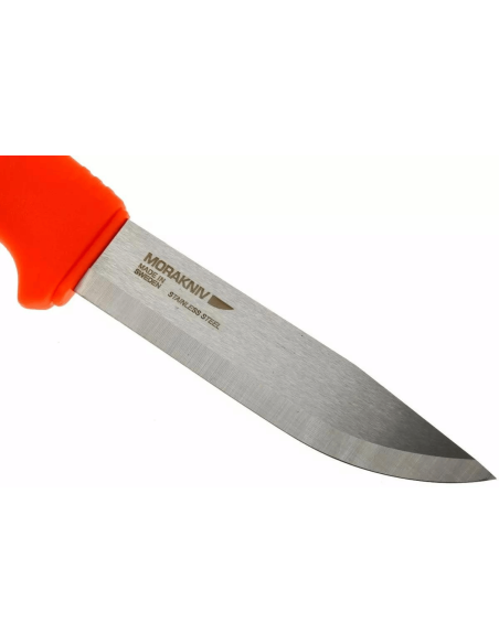 Mora Bushcraft overlevelseskniv 12051 10,9 cm blad i rustfritt stål, oransje gummihåndtak med ildstarter + slire