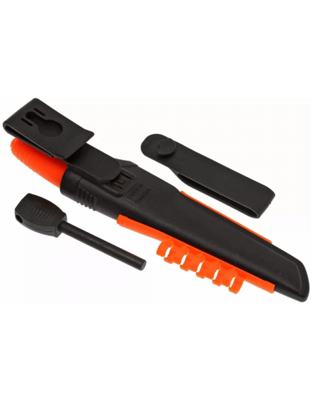 Mora Bushcraft Survival Mes 12051 10,9cm roestvrijstalen lemmet oranje rubberen handvat met vuurstarter + schede