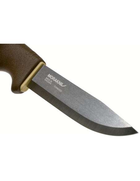 Mora Bushcraft Supervivencia Cuchillo 13033 10.9cm hoja de acero inoxidable mango de goma marrón con iniciador de fuego + funda