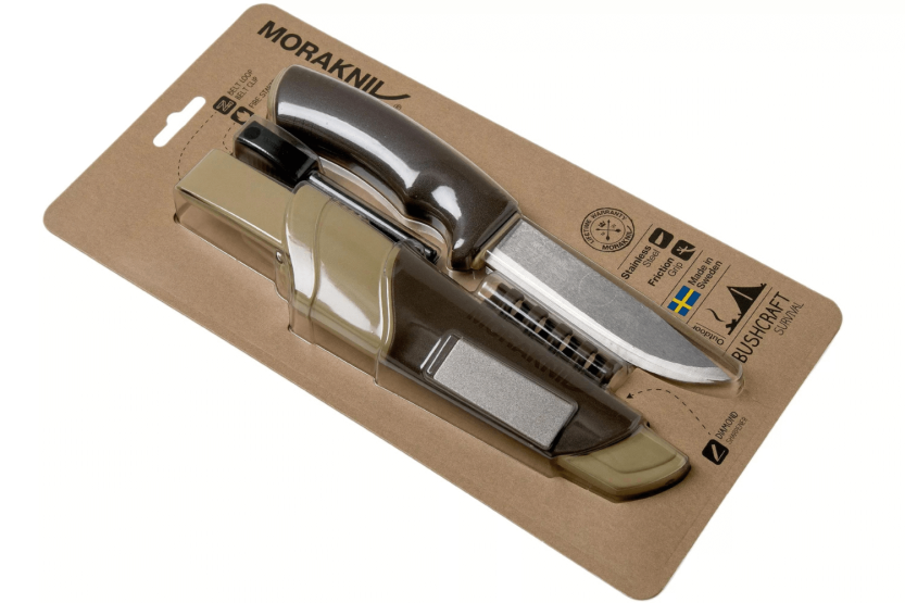 Mora Bushcraft Survival Mes 13033 10,9cm roestvrijstalen lemmet bruin rubberen handvat met vuurstarter + schede