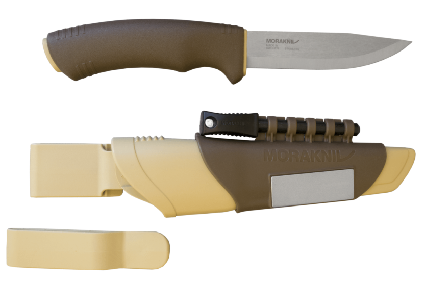 Mora Bushcraft Survival Knife 13033 lama in acciaio inox da 10,9 cm manico in gomma marrone con accendifuoco + fodero