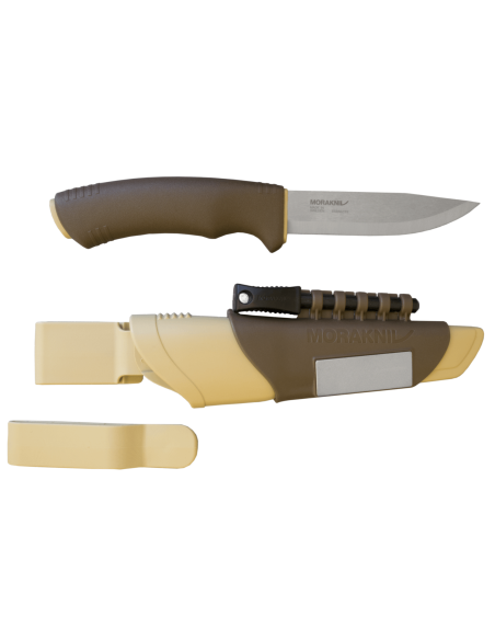 Mora Bushcraft Survival Mes 13033 10,9cm roestvrijstalen lemmet bruin rubberen handvat met vuurstarter + schede