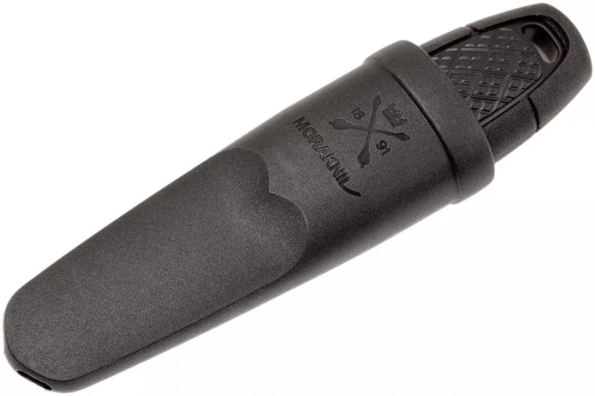 Mora Eldris 12629 navaja pequeña 5.9cm hoja de acero inoxidable mango de goma negro con iniciador de fuego + funda