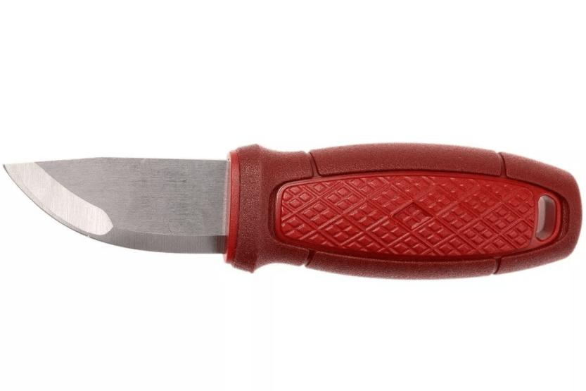 Mora Eldris 12630 coltello tascabile 5,9 cm lama in acciaio inox manico in gomma rossa con avviamento al fuoco + custodia