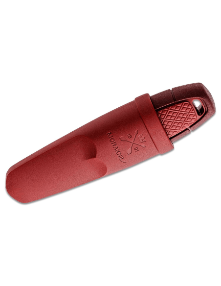 Mora Eldris 12630 navaja de bolsillo 5.9cm hoja de acero inoxidable mango de goma rojo con iniciador de fuego + estuche